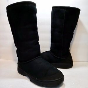 Ugg Ultimate Tall II Black Suede Shearling Lined Boots